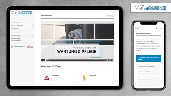 Visualisierung Tablet und Smartphone auf denen die BTB-Fahrerschulung zu sehen ist