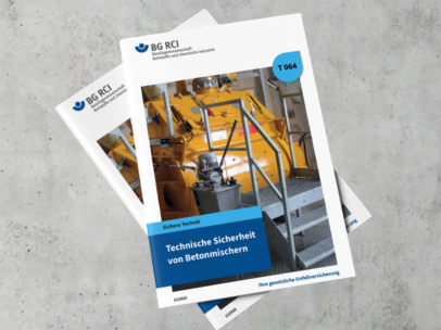 Schmuckbild - Titelbild (ein Betonmischer) der Broschüre auf Betonhintergrund