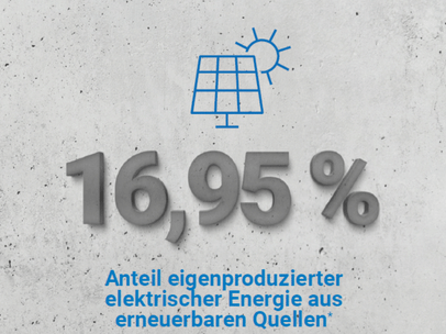 16,95 Prozent Anteil eigenproduzierter elekrischer Energie aus erneuerbaren Quellen
