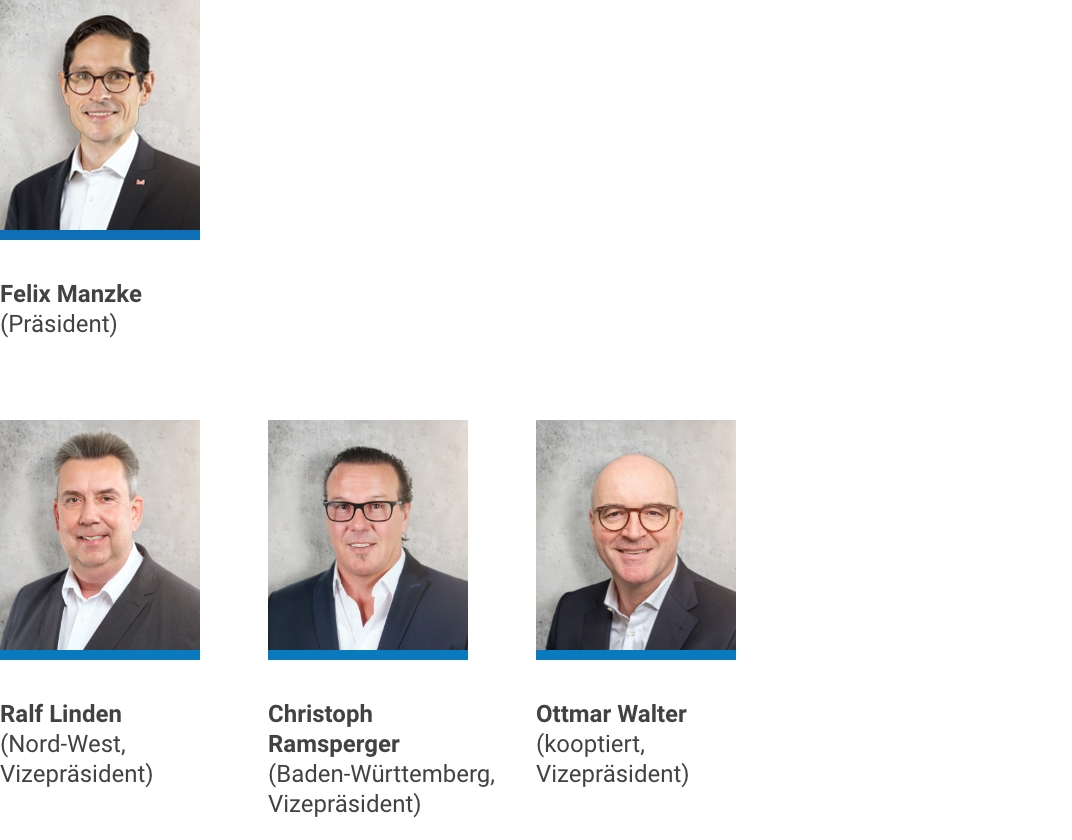 Fotos Felix Manzke (Präsident), Ralf Linden, Christoph Ramsberger, Ottmar Walter (Vizepräsidenten)